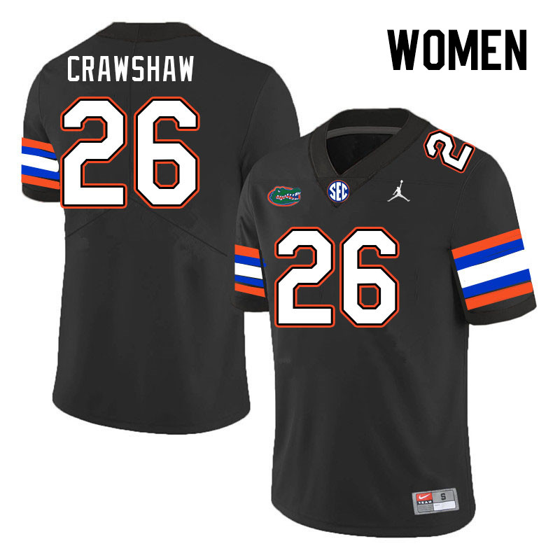 Women #26 Jeremy Crawshaw Florida Gators College Football Jerseys Stitched-Black